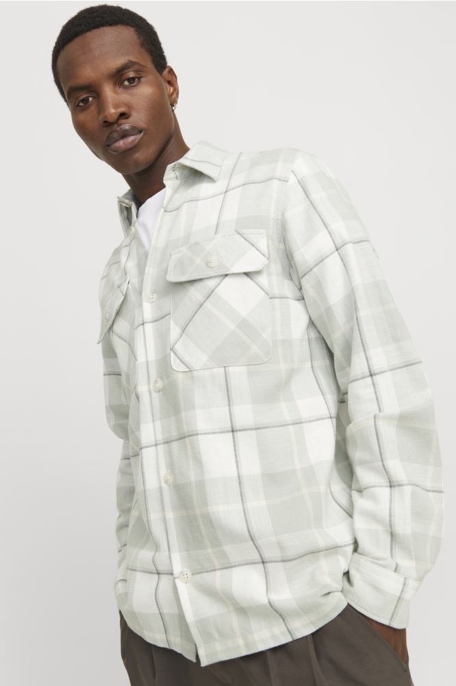JPRCCRAYMOND SPRING CHECK OVERSHIRT 12274956 AQUA GRAY